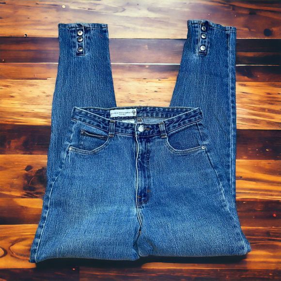 Vtg Gloria Vanderbilt 16 Long 1980s Ultra High Mom Jeans Ankle Buttons - Picture 1 of 6